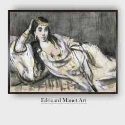 The Art House White & Grey LOdalisque Wooden Framed Painting Wall Art - 54 x 36 Inch-image-90