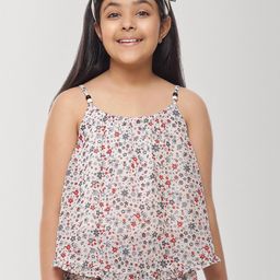 CACA CINA Off White Floral Print Layered Georgette Top-image-64