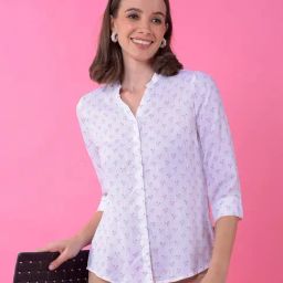 Crimsoune Club White Slim Fit Floral print casual shirts-image-46