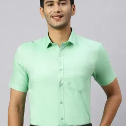 Ramraj Green Cotton Regular Fit Solid Shirt-image-70