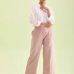 Go Colors! Pink Mid Rise Flared Pants-image-95