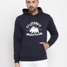 Red Tape Navy Blue Regular Fit Graphic Hoodie-20