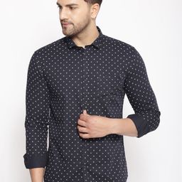 SHOWOFF Men Black & White Cotton Classic Slim Fit Printed Casual Shirt-image-25