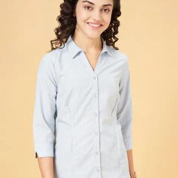 Annabelle by Pantaloons Grey Striped Formal Shirt-picture-2