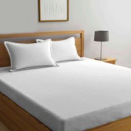 Klotthe White 300 TC Polycotton Double Book Fold Bedsheet with 2 Pillow Covers-image-24