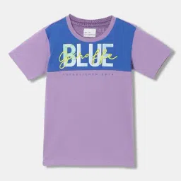 Blue Giraffe Boys Lavender Cotton Printed 1 T-shirt-image-48