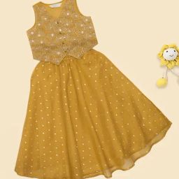 Akkriti by Pantaloons Girls Lemon Zest Embroidery Lehenga Set-picture-43