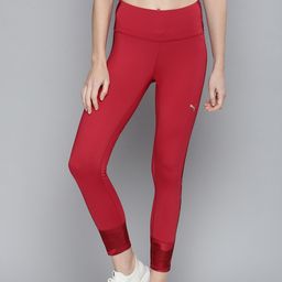 Puma Women Red Printed RUN Graphic 7/8 Slim Running Tights-picture-0