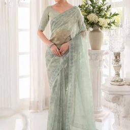 Soch Grey Embellished Saree With Unstitched Blouse-image-31