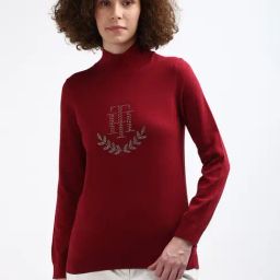 TOMMY HILFIGER Maroon Cotton Embellished Sweatshirt-image-23