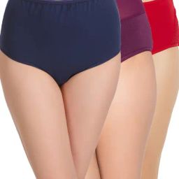 Clovia Red & Blue Cotton Hipster Panties - Pack Of 3-45