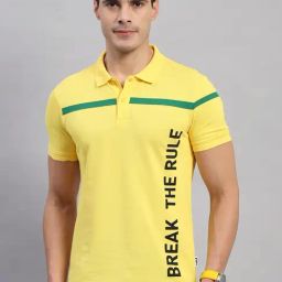 Rock.it Yellow Cotton Regular Fit Printed Polo T-Shirt-image-28