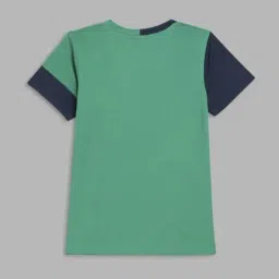 Blue Giraffe Boys Green Cotton Printed 1 T-shirt-image-43