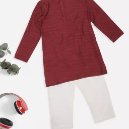 Indus Route by Pantaloons Boys Chinese Red Printed Kurta Set-picture-18