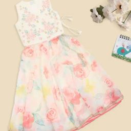Akkriti by Pantaloons Girls Off White & Pink Floral Lehenga Set-picture-43