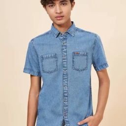 Coolsters by Pantaloons Kids Stone Blue Cotton Regular Fit Shirt-picture-10