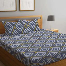 Klotthe Multicolor 300 TC Polycotton Double Book Fold Bedsheet with 2 Pillow Covers-29