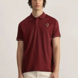 Iconic Maroon Cotton Regular Fit Polo T-Shirt-image-15