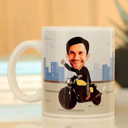 FNP Multicolor Ceramic Personalised Motorcycle Caricature Mug (325ml)-image-42