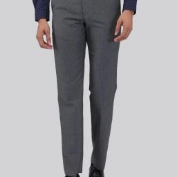Park Avenue Grey Regular Fit Striped Trousers-picture-32