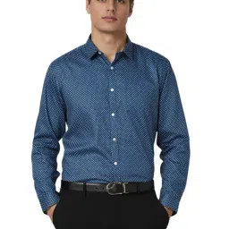 Van Heusen Blue Cotton Slim Fit Printed Shirt-picture-11