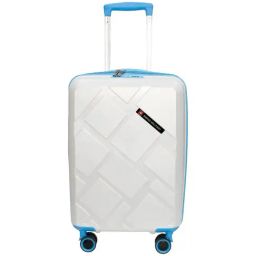 Swiss Military White 8 wheels Medium Hard Cabin Trolley Bag-image-6