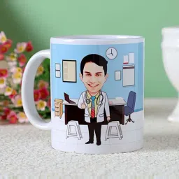 FNP Multicolor Ceramic Doctor Caricature Personalised Mug (325ml)-image-67