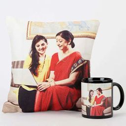 FNP Multicolor Ceramic Personalised Mug & Led Cushion Combo For Mom (325ml) - Set of 2 image 2