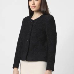 Van Heusen Black Self Pattern Jacket image 3