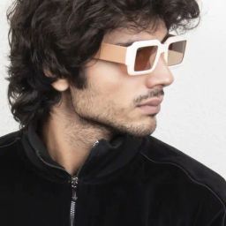 Ted Smith Beige Square UV Protection Unisex Sunglasses-image-33