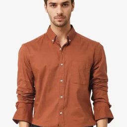 Rare Rabbit Brown Regular Fit Solid Shirt-image-64
