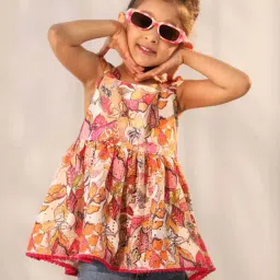 VASTRAMAY Girls Multicolor Floral Tops & Tees-image-52