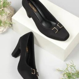 Flat N Heels Women's Black Casual Pumps-75