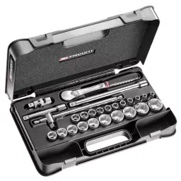 FACOM 12.7 mm (1/2 Inch) Standard Socket Set With Ratchet 6 Point, SL.161-4P6 (Set of 26)-10