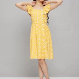 StyloBug Girls Yellow Printed Dress-image-61