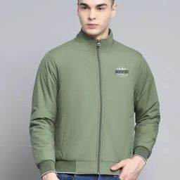 Monte Carlo Mens Solid Green Mock Neck Full Sleeve Jacket-image-41