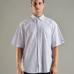 Tommy Hilfiger Europe Collection White Cotton Relaxed Fit Striped Casual Shirt-picture-12