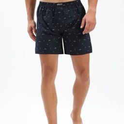 SHOWOFF Navy Slim Fit Printed Cotton Boxers-image-98