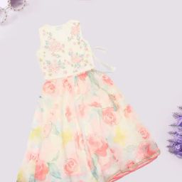 Akkriti by Pantaloons Girls Off White & Pink Floral Lehenga Set-picture-44