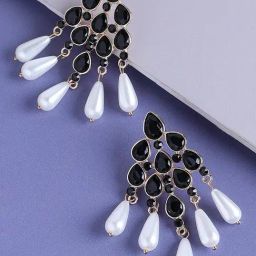 Sohi Gold Plated Designer Stone Party Dangler Earrings-9