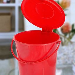 Kuber Industries Red Kitchen Waste Pedal Dustbin With Handle - 10 L-44