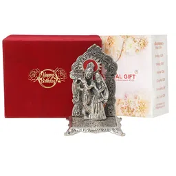 INTERNATIONAL GIFT Grey Radha Krishna Idol Metal Showpiece With Birthday Tag & Velvet Box-image-30
