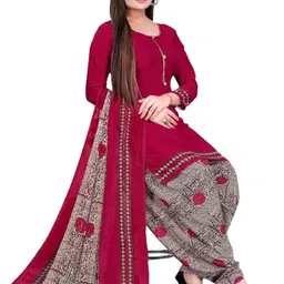 Unstitched Printed Cotton Blend Kurta & Patiyala Dress Material with Dupatta-image-40