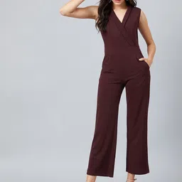Athena Women Brown Solid Basic Jumpsuit-picture-54