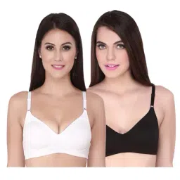 Soie Black & White Non Wired Non T-Shirt Bra (Pack of 2)-image-42
