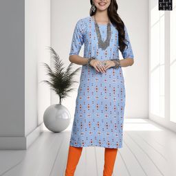 HERE&NOW Selection Of 2 Ethnic Motifs Printed Round Neck Straight Kurta-image-87