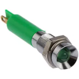 RS PRO Green Panel Mount Indicator 24V DC, Mounting Hole Size 6 mm, Termination Type Solder Tab, Model No 205022-32