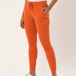 Genius18 Women Orange & Black Colourblocked Joggers-image-57