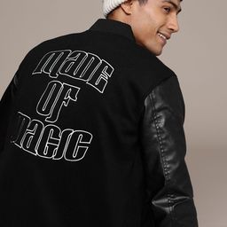 WROGN Typography Embroidered Mandarin Collar Bomber Jacket-picture-26