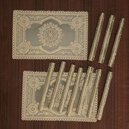 Aura 12Pcs Beige Woven-Designed Leather Anti-Slip Rectangular Table Placemats-21